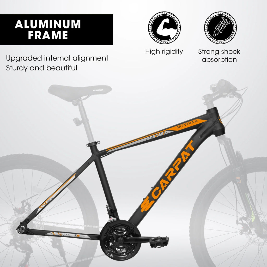 frame orange. inch bike absorbing aluminum 21-speed disc front adult mountain shock bike Ecarpat fork 26 brake, black