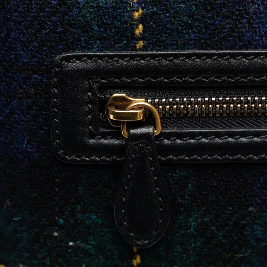 Blue Fabric Pre-Owned Bag Luggage (Good) Wool Tote Tartan Mini Celine Tote Authenticated Unisex