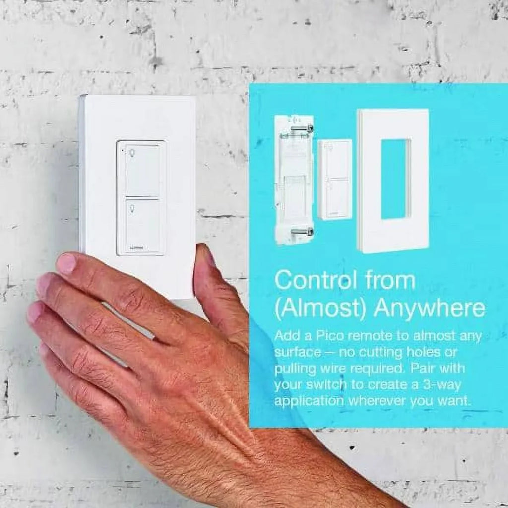 On/Off White | PJ2-2B-GWH-L01 | Remote Lutron Pico with Smart Home Switch Switching for Caseta Bracket Wallplate
