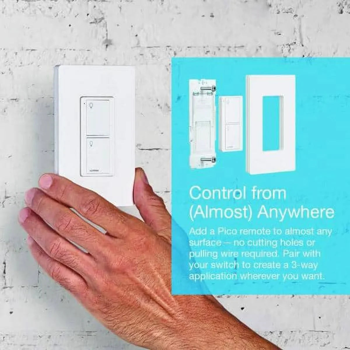 On/Off White | PJ2-2B-GWH-L01 | Remote Lutron Pico with Smart Home Switch Switching for Caseta Bracket Wallplate