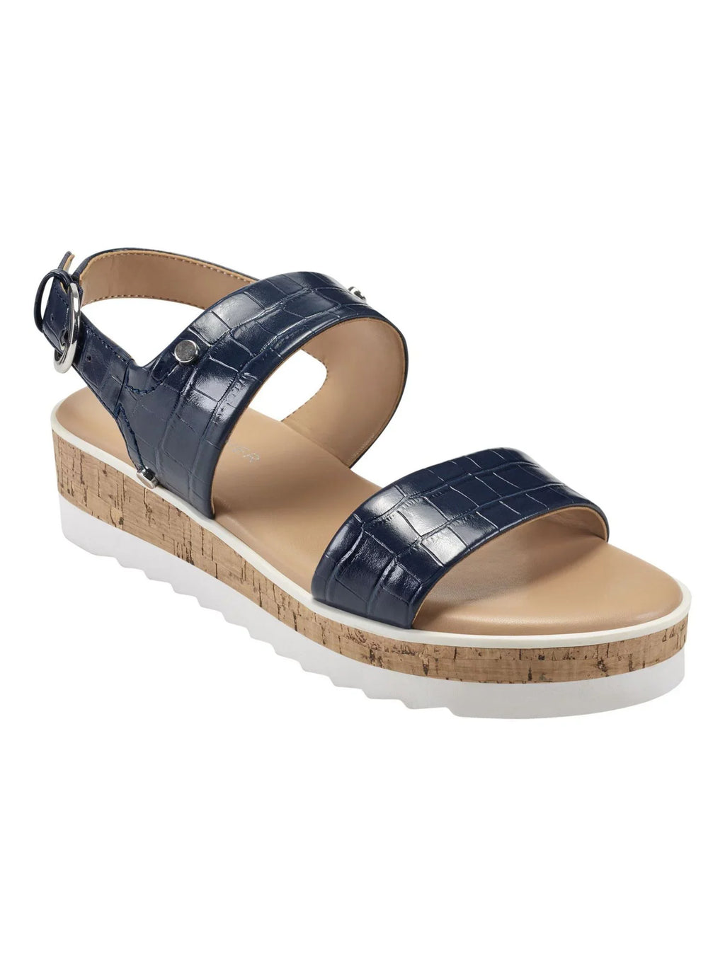 Buckle Demi Toe Gordy MARC Platform Almond Media Blue 1" Sandals 8.5 FISHER Mixed Wedge Womens Shoes M