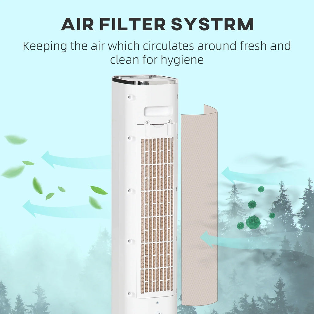 with Tank, 3-In-1 and Air Remote, Cooler, 1.6 Evaporative Gal White Portable Oscillating, Cooling 42" Ice Timer, HOMCOM LED Humidifier Water Display, Fan
