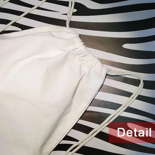 Drawstring Like Bag Burning Mesh Shopping Backpack Canvas Reusable Small Deco Fashion Art