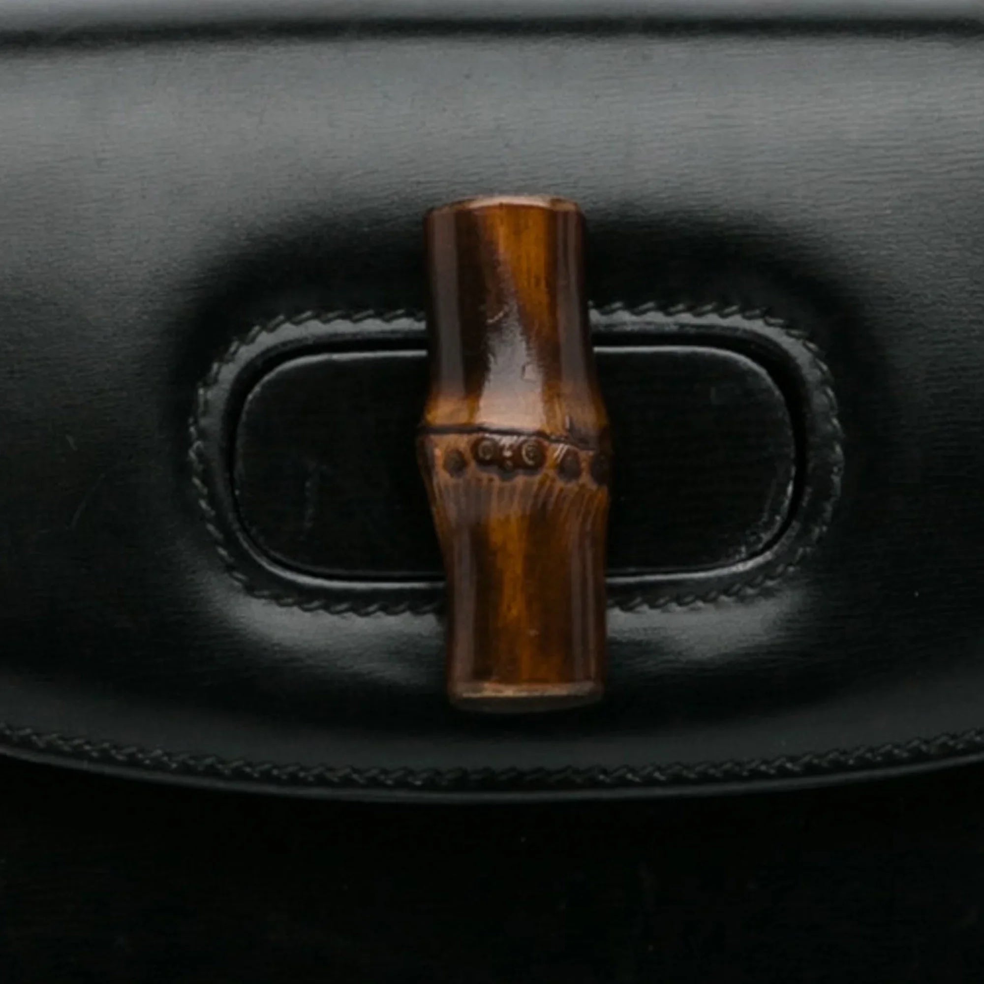 Handbag Top Gucci Bamboo Black Night HandleBag Pre-Owned Calf Authenticated Leather (Good) Unisex