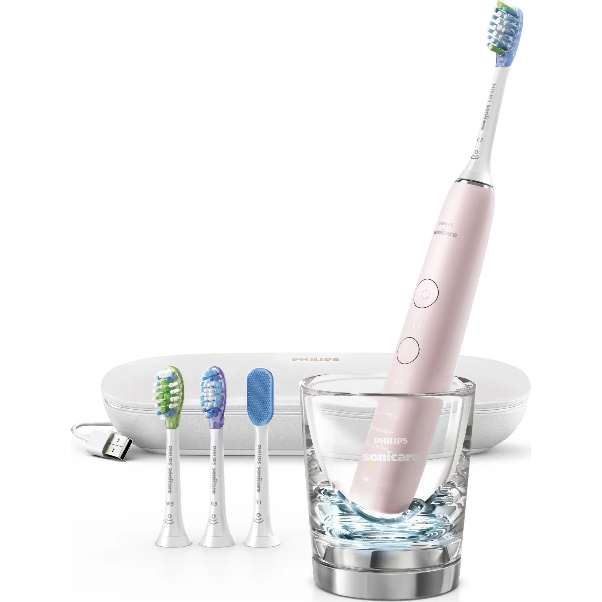 Rechargeable Pink, Smart HX9924/21 Electric Sonicare DiamondClean Power Philips 9500 Toothbrush,