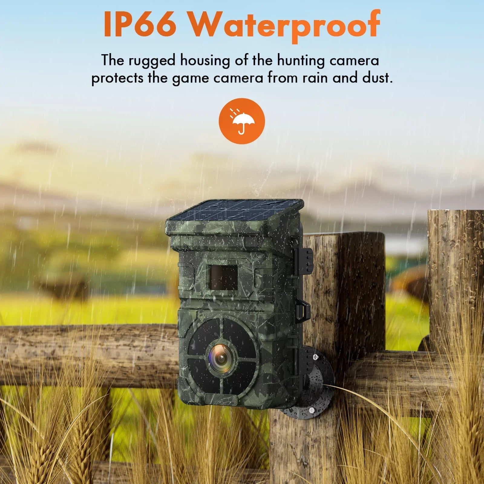 0.1s Solar Night with Camera Trigger Game Built-in SD IP66 120¡ãWide Speed Hunting Battery 24MP Card CAMPARK Cam Lithium with 1080P 2500mAh Trail Angle Camera Rechargeable LCD 2.0" Waterproof Vision