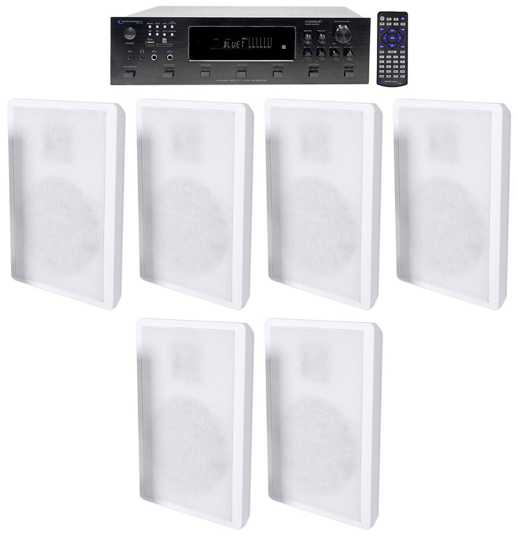Bluetooth Wall Pro 6-Zone Theater Home 6000w Speakers Receiver+(6) Technical