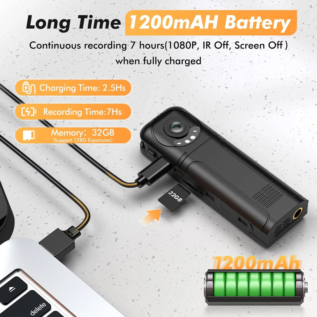 Video Worn Losfom and Recording 1296P with (Only Audio Body WiFi Camera) Camera Camera, Z02 Body
