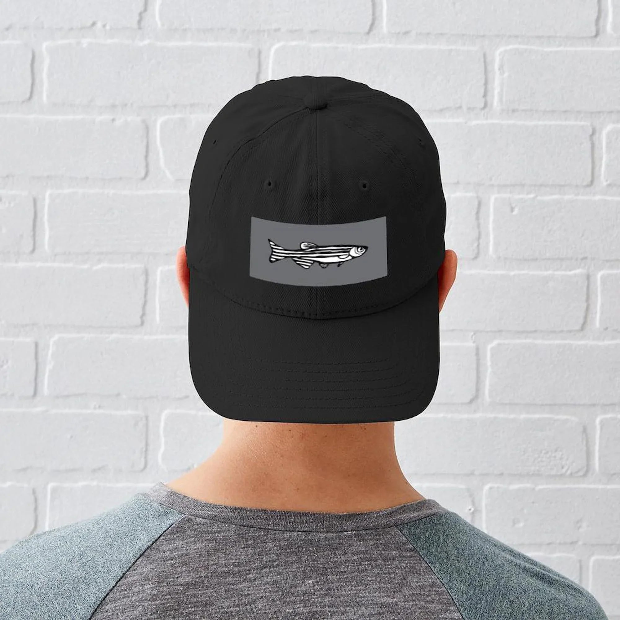 Adjustable Black Printed Black Hat - Canvas Zebrafish CafePress - Baseball Cap Cotton