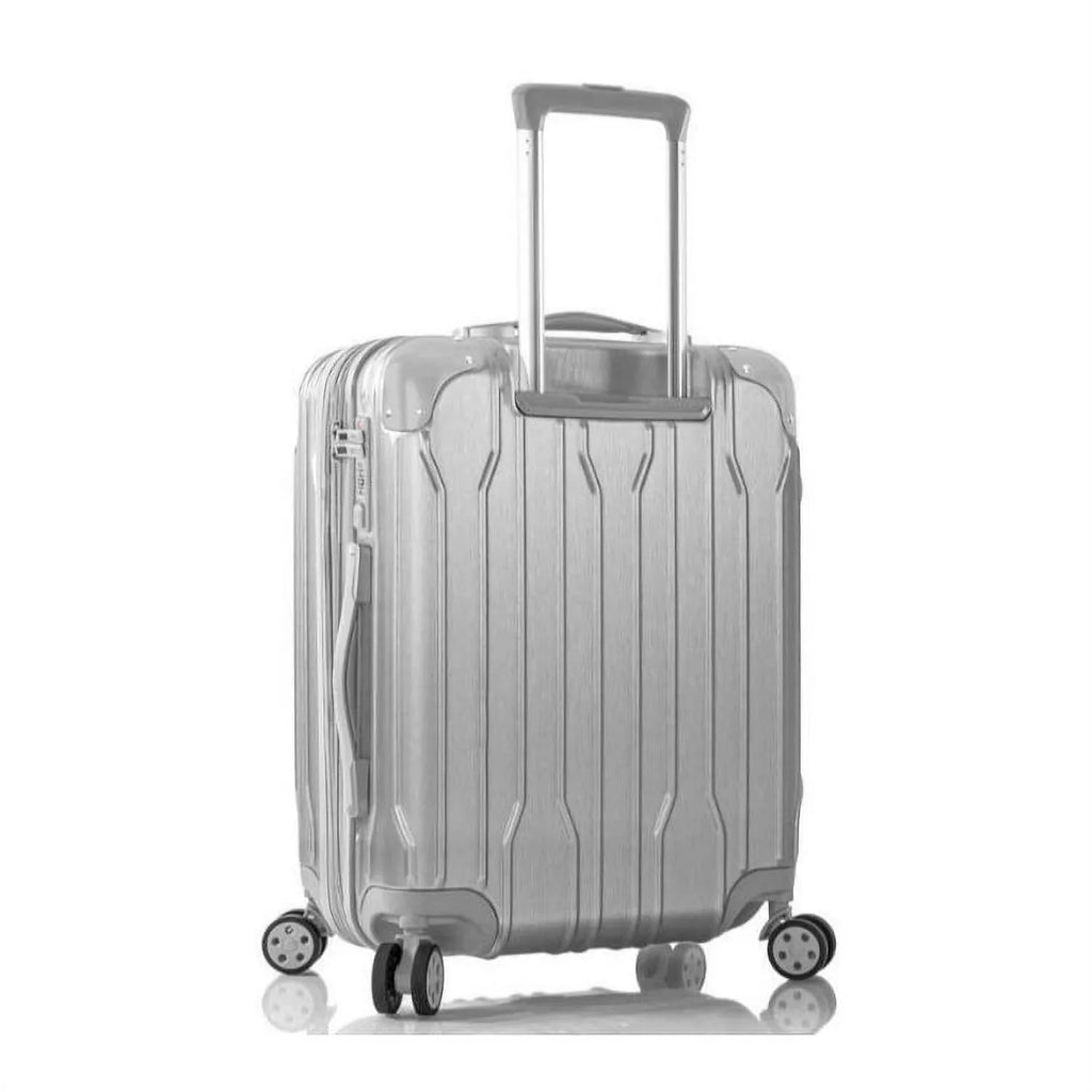 System Lightweight, Carry-On Silver with Lock, Handle Spinner TSA Expandable, Xtrak Heys Wheels Telescopic Luggage 21-Inch Combination