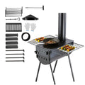 Camping in SKYSHALO Portable Wood 118 Stove Hot Tent for Outdoor Stove Pipes w/ BBQ