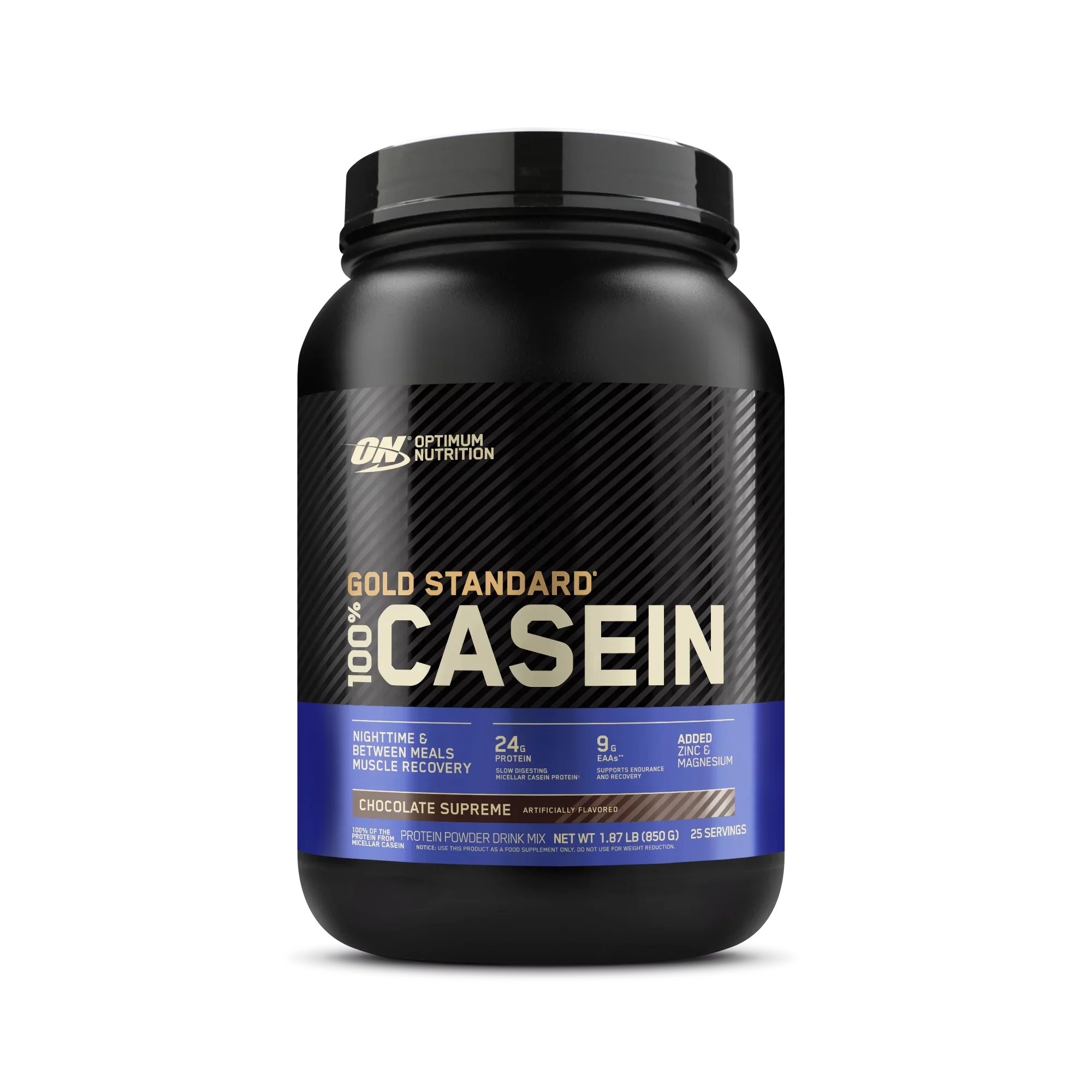 Protein Chocolate Optimum Nutrition, g 100% 24 Gold 25 1.87 Powder, Servings Supreme, Casein, Standard lb,