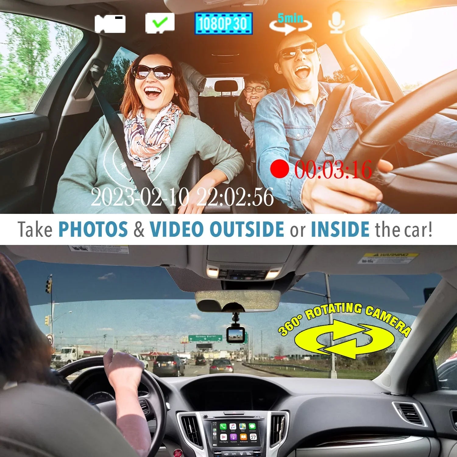 Car G-Sensor Full Loop Camera, and HD 1080p - PRO Endless Wide with Camera DashCam Angle Recording Wi-Fi,