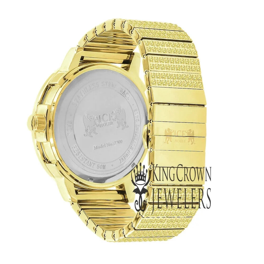 Diamond Watch Rodeo Dial Real Joe Steel Solid 54mm Canary Gold Mens Jojino Jojo Stainless Tone