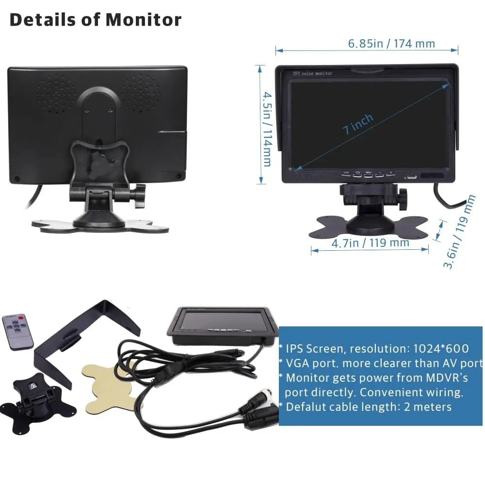Rear 4 Bus Cameras RV DVR Remote 4 Channel Kit Car LTE Side IP68 Video for Front Vehicle Fleet CCTV Wifi Van CELLULAR Recorder Backup on Web/APP GPS 1080P Truck View View JOINLGO 4G Bus