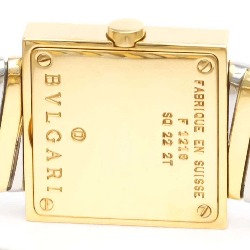 18K Steel 2T BVLGARI SQ22 BF552142 Gold Quadrato Ladies Quartz Watch (Good) Polished Pre-Owned
