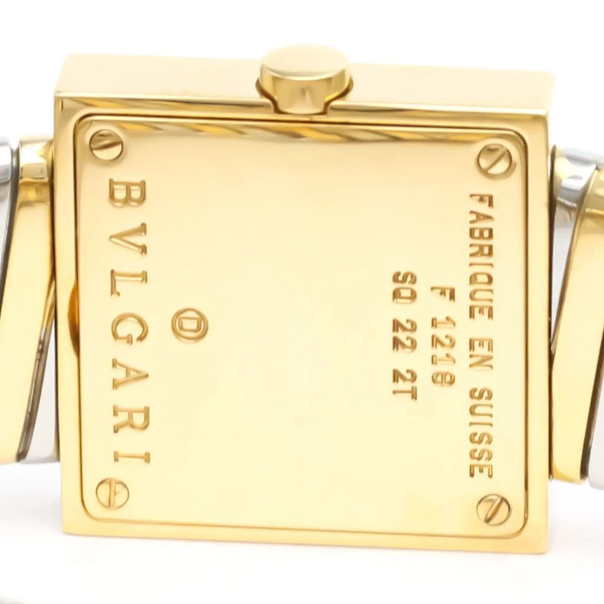 18K Steel 2T BVLGARI SQ22 BF552142 Gold Quadrato Ladies Quartz Watch (Good) Polished Pre-Owned
