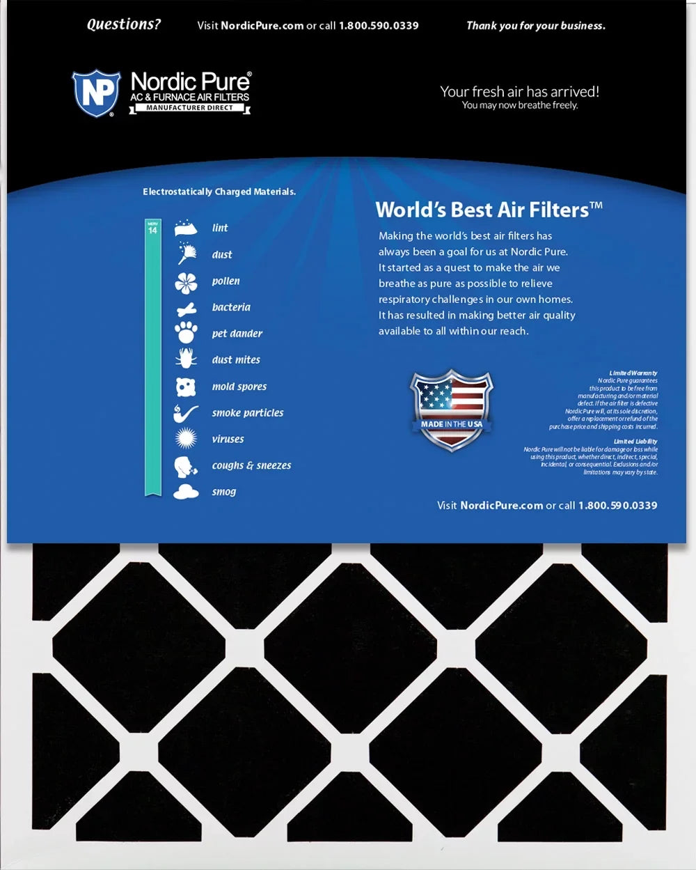 Pure Plus 14 Filters Pack 6 Pleated Carbon MERV 12x18x1 Air Nordic
