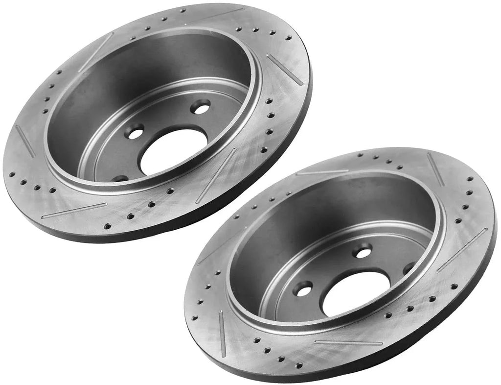 Patriot, Compass Drilled Dodge Lancer 262mm with Motors Brake Jeep & Slotted 200 Brake Rotor Rotors Chrysler Mitsubishi Avenger Caliber, Rear Afa Compatible Sebring,