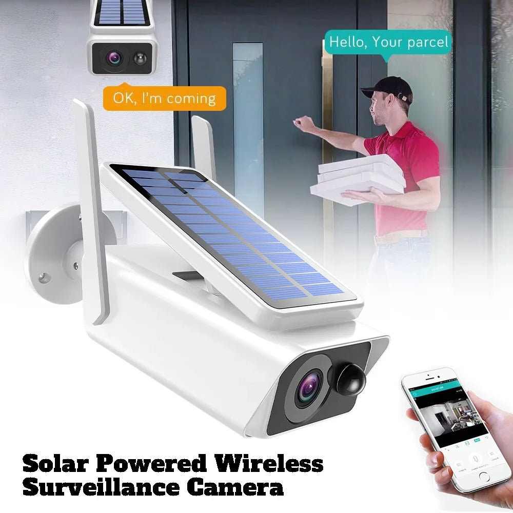 Outdoor, Cameras Night Talk, DFITO PIR Camera Wireless Panel, Vision,Waterproof, Security with Detection, Security Outdoor White Solar Solar 2-Way