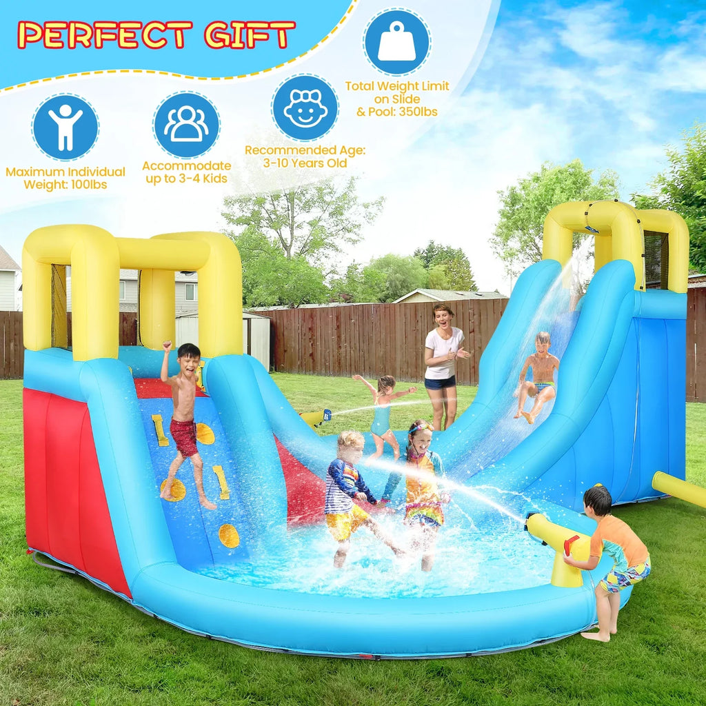 Bounce Playgrounds with Inflatable Walls Veeboto & Splash kids 2 Water Water Indoor/Outdoor Climbing 2 520W Slides, 2 House for Slide Pool Blower with