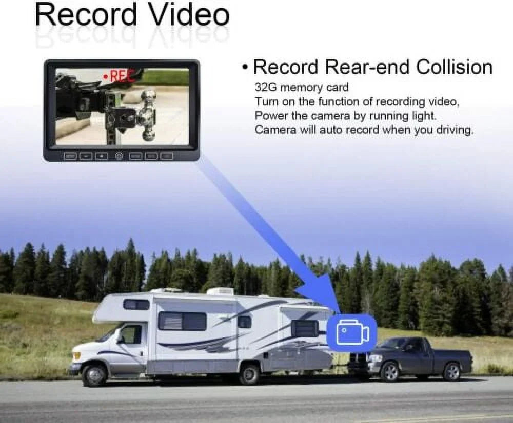 Semi Back 7" Up Waterproof ZEROXCLUB Vision 1080P Camera Truck HD Monitor Bus RV Wired for BY704 Night Trailer Kit Camera Rv Backup Box