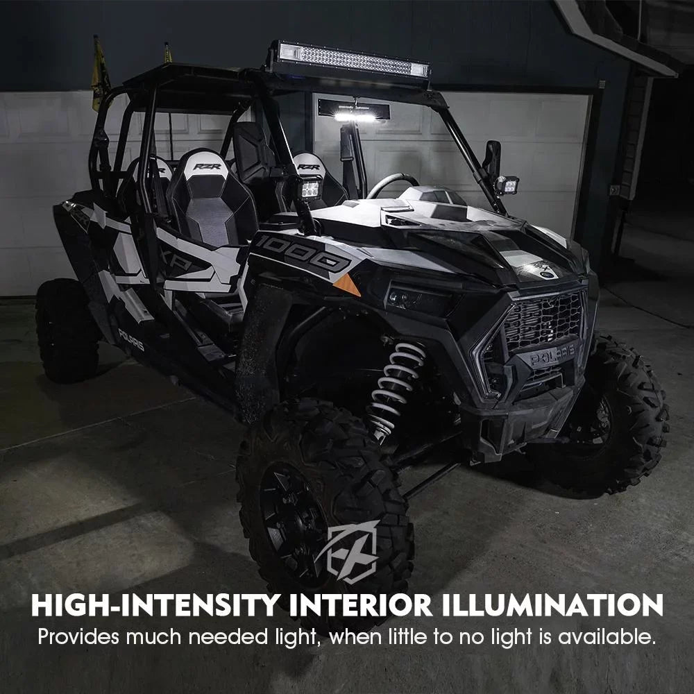 Curved Integrated 1.75"-2" View Lights & LED w/ Switch Xprite 13" for Rollbars UTV Rear Mirror