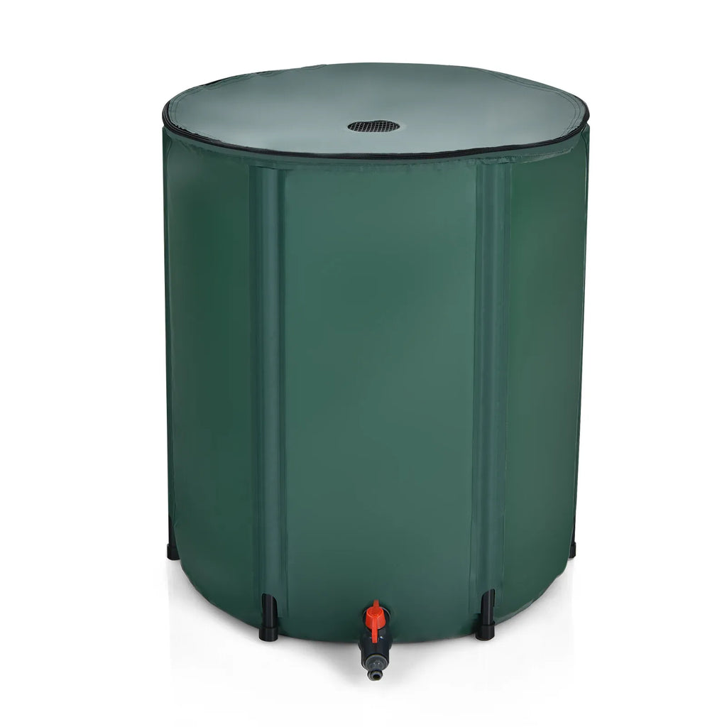 Water Gallon Collector Tank Barrel Collapsible Spigot Filter 53 W/ Rain