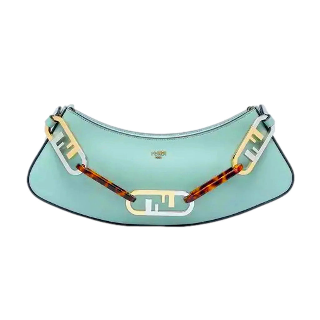 Calf Hobo Blue Shoulder Fendi Tiffany Bag Swing O'Lock Leather Small