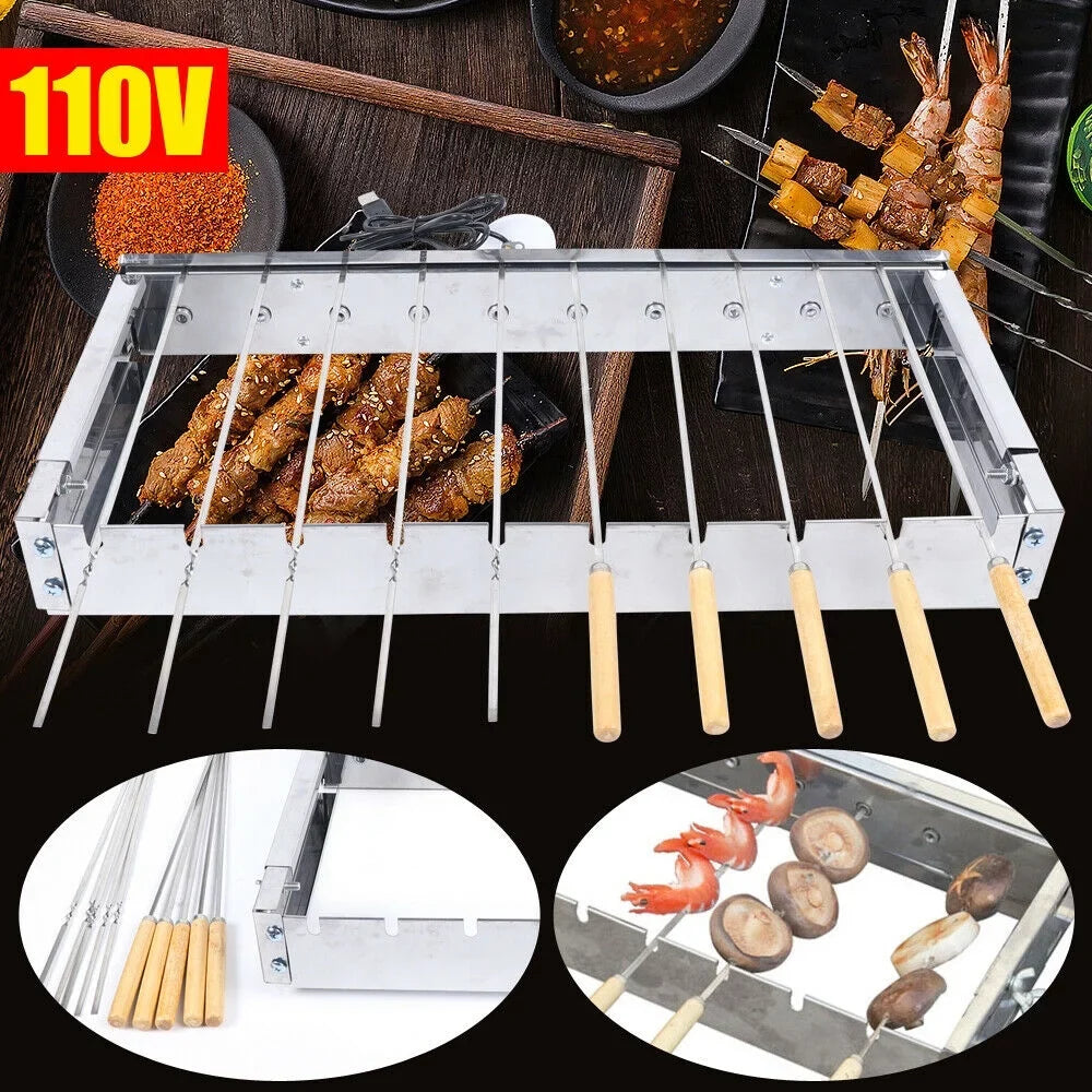 Grill BBQ Rolling Electric Steel Camping for Stainless Automatic Cooking Grill