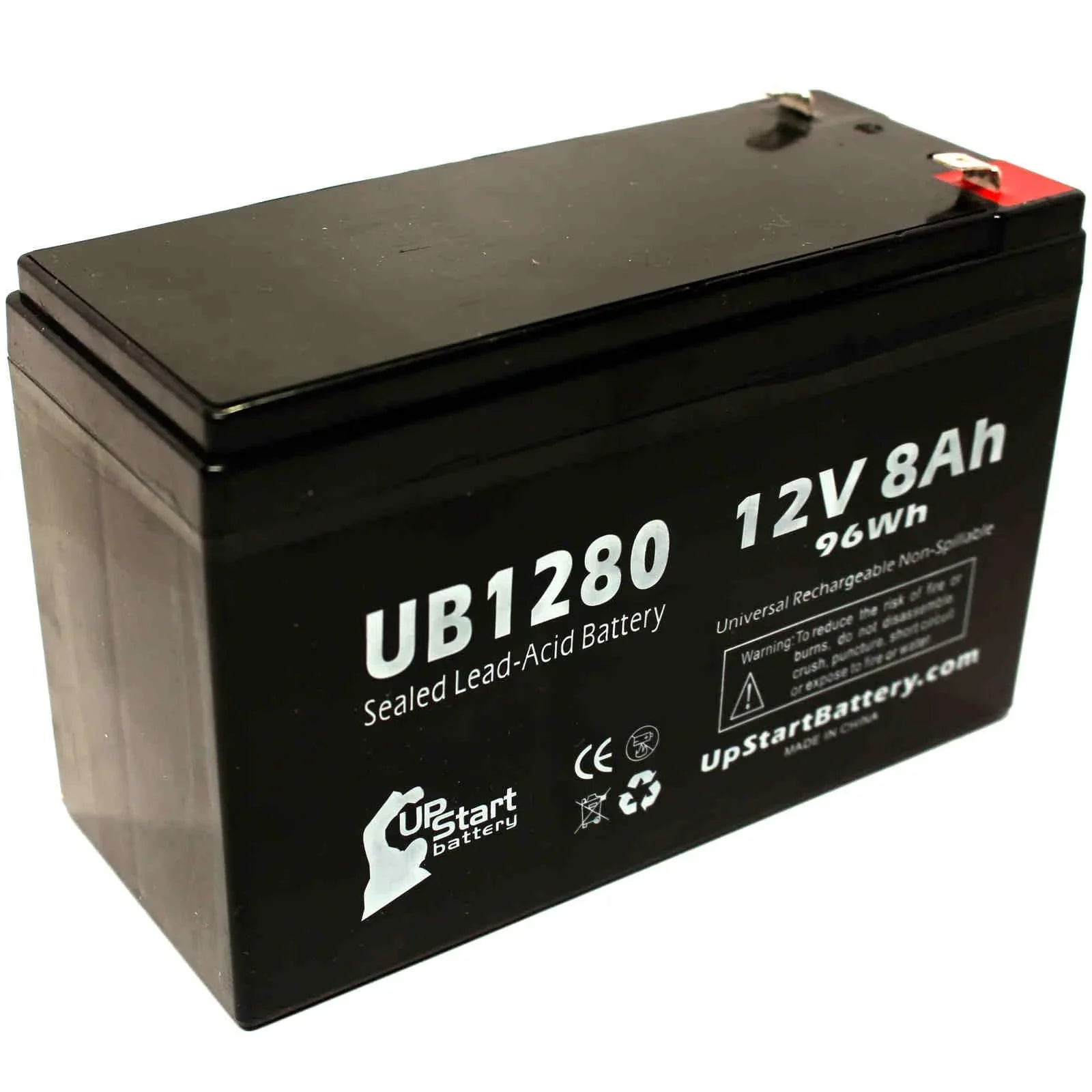 '- - 8000mAh, 6 Battery to UB1280 - AGM, Opti-ups Compatible F1 Adapters Sealed Replacement F1 3x 280ES Universal Pack Terminal, Lead Acid 8Ah, SLA) Terminal F2 (12V, Battery Includes
