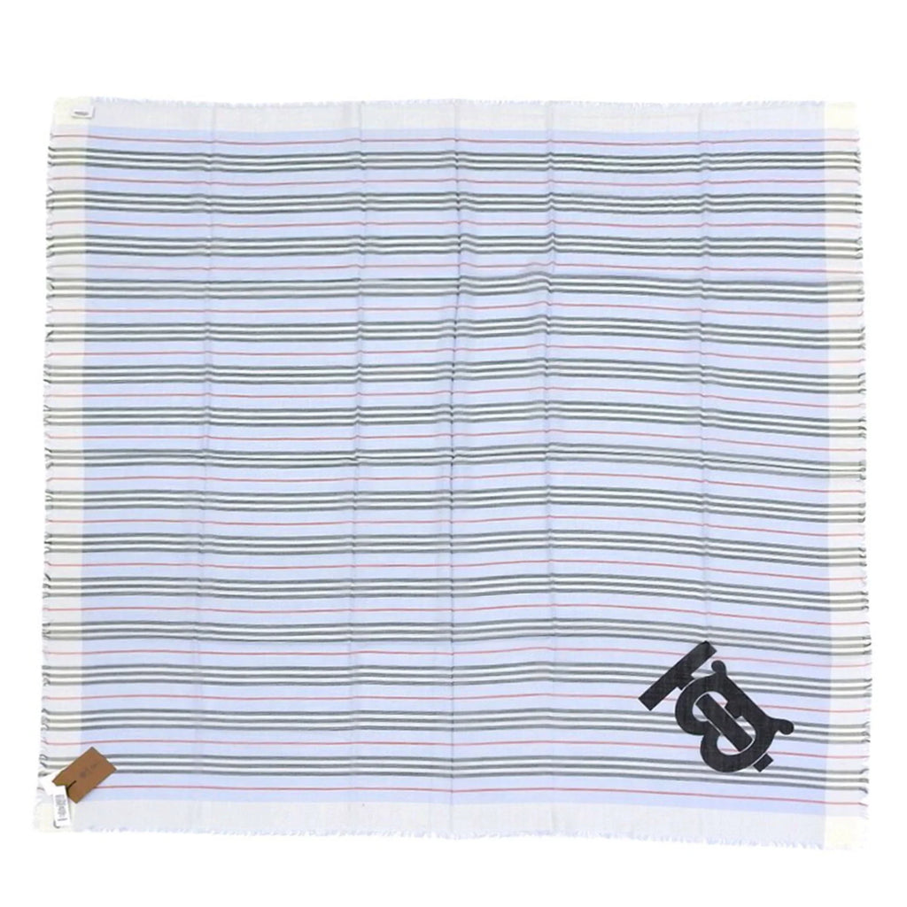 border New) (Like scarf Pre-Owned blue BURBERRY stripe silk wool light 80173691 Burberry