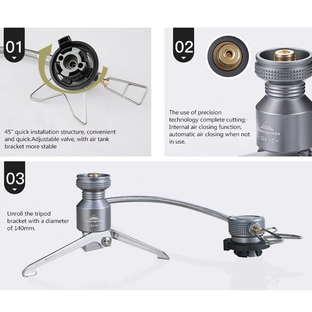 Gas Canisters, Gear Tripods, Adapter CAMPINGMOON Connector, Stoves Butane and Camping Camping for