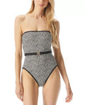 Bandeau Kors Piece Logo Printed One Belt Black Swimsuit Michael Women's Size 8