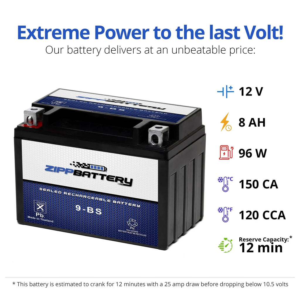 (9-BS Motorcycle for Battery Volt,8 120 Adventurer 640cc 2000 Zipp 12 Ah, Ktm CCA) YTX9-BS Duke Battery