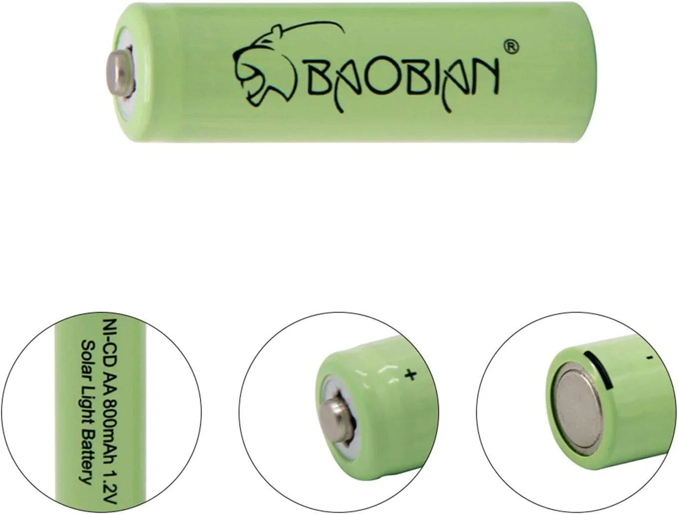 Rechargeable Light Batteries 1.2V Solar AA NiCd Batteries Outdoor 800mAh Lights, PCS) BAOBIAN Garden Remotes, Mice for Solar (8