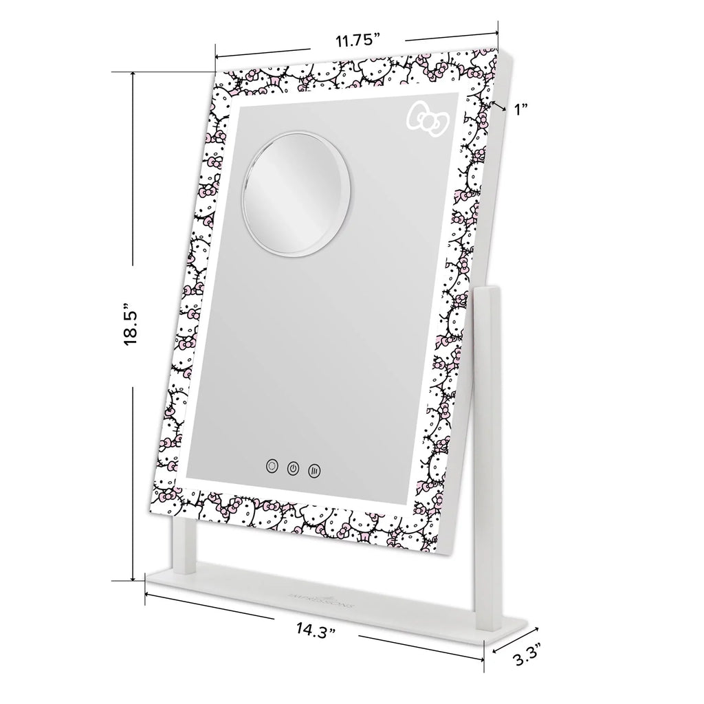 and 3X with Vanity Vanity Quality Degree Iron Frame Impressions Tone LED Mirror Swivel Mirror, Hello Lighted Lights Makeup (White) Mirror Tri and 360 with Cute Magnification, Kitty Touch