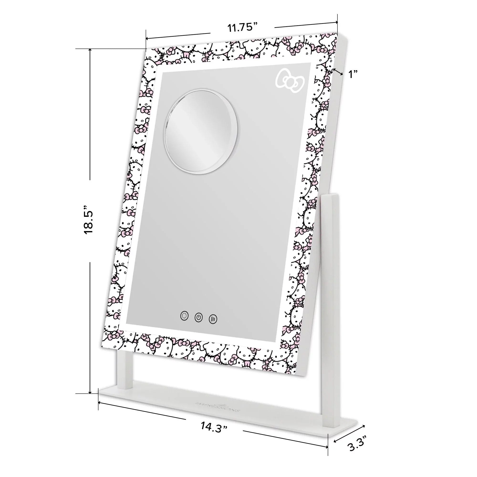 and 3X with Vanity Vanity Quality Degree Iron Frame Impressions Tone LED Mirror Swivel Mirror, Hello Lighted Lights Makeup (White) Mirror Tri and 360 with Cute Magnification, Kitty Touch