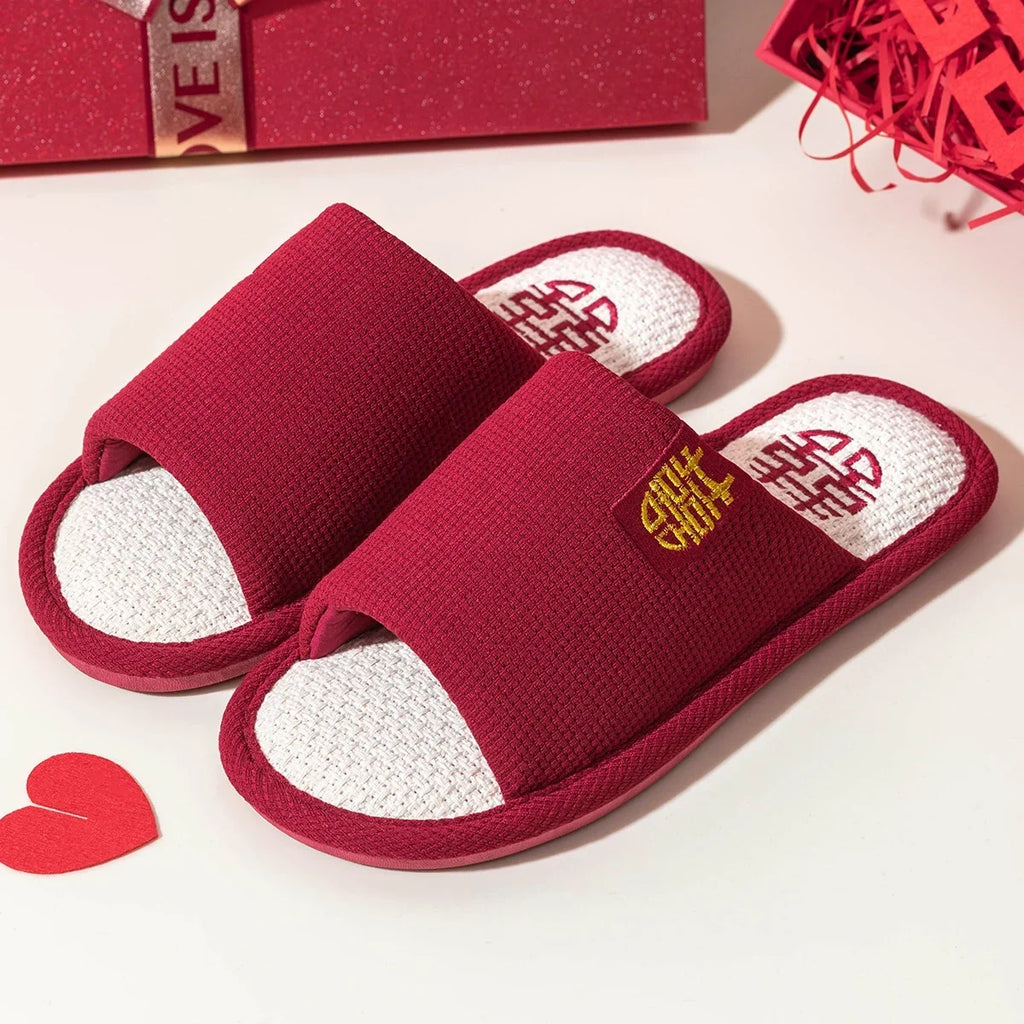 Pair Luxury Newly Wedding Festive Couple Groom To Accompany Married Light Bride Ladies Slippers Red Bride The Men And Of Shoes Bridal