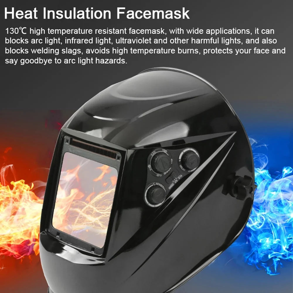 Color Facemask Grinding Resistant Temperature Large Welding Automatic Cutting Dimming View Solar True 130â?High for Welding Auto Charging Facemask Welding Yabuy Arc Darkening