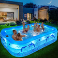Backyard Family Powered, Pool Pool Pool with for Solar 105"x65"x25''Oversized up Swimming Thickened Kiddle Blow Pool, Inflatable 2024 Kids,Adults, Upgraded for Lights, Pool Large Inflatable