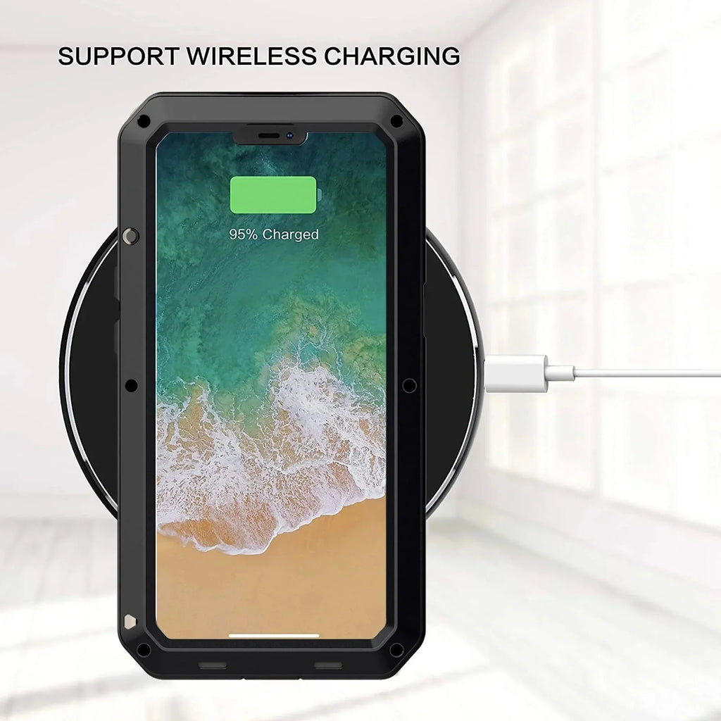 iPhone Grade Aluminum Rugged Case Outdoor Max Travel Glass Military Gorilla Protection, Shockproof and (Silver) Duty Pro Heavy 13 Resistant Metal Scratch
