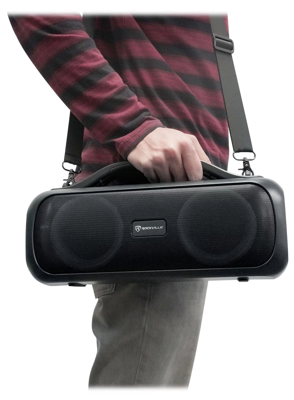 D4 Party Loud Deep Go Bass Rockville LED Portable Speaker, Large Bluetooth Party