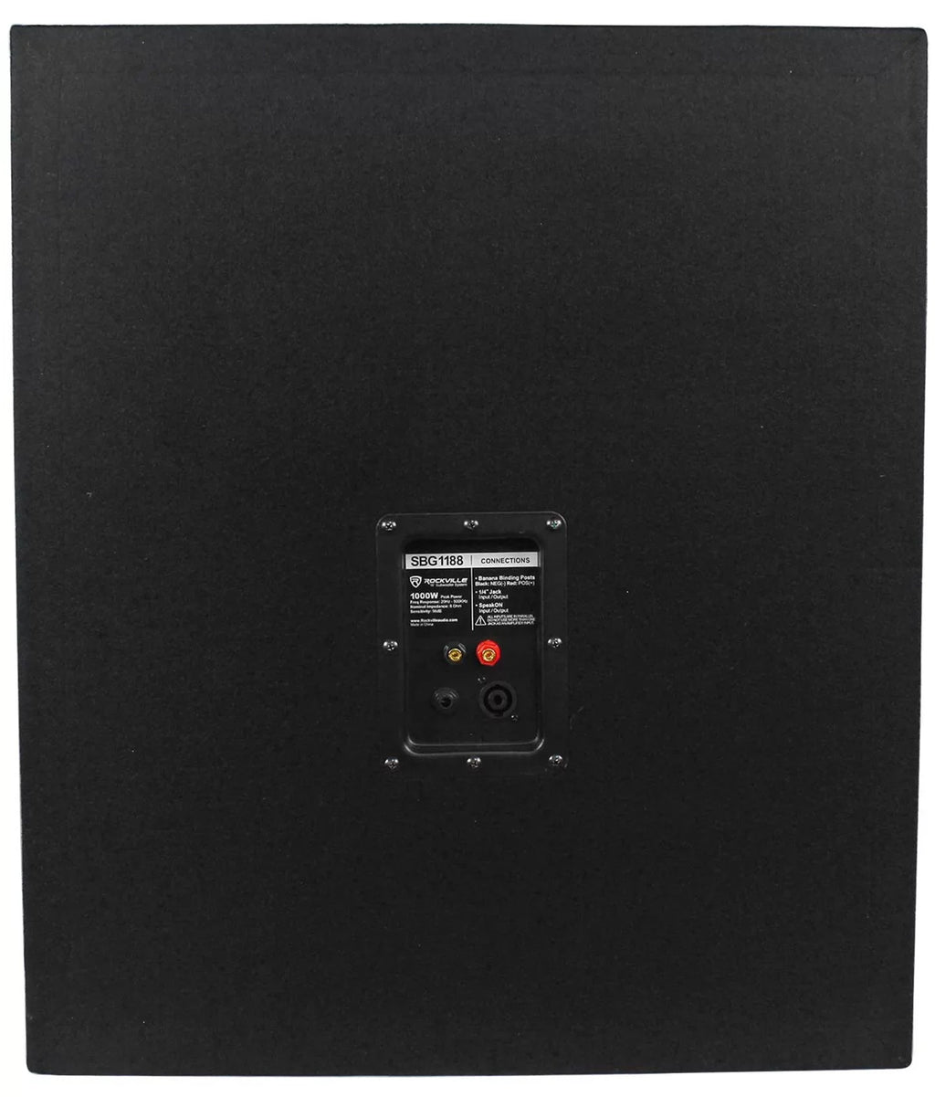 2-Channel Subwoofer Pro PA Rockville 18" DJ Sub+5000w SBG1188 Amplifier+Cable
