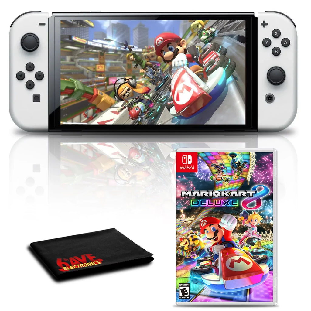 Switch OLED Mario Deluxe Game with White 8 Kart