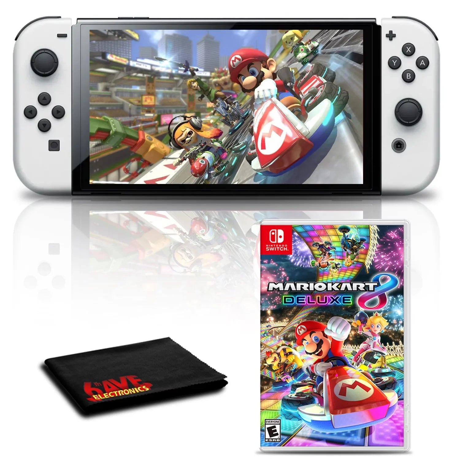 Switch OLED Mario Deluxe Game with White 8 Kart