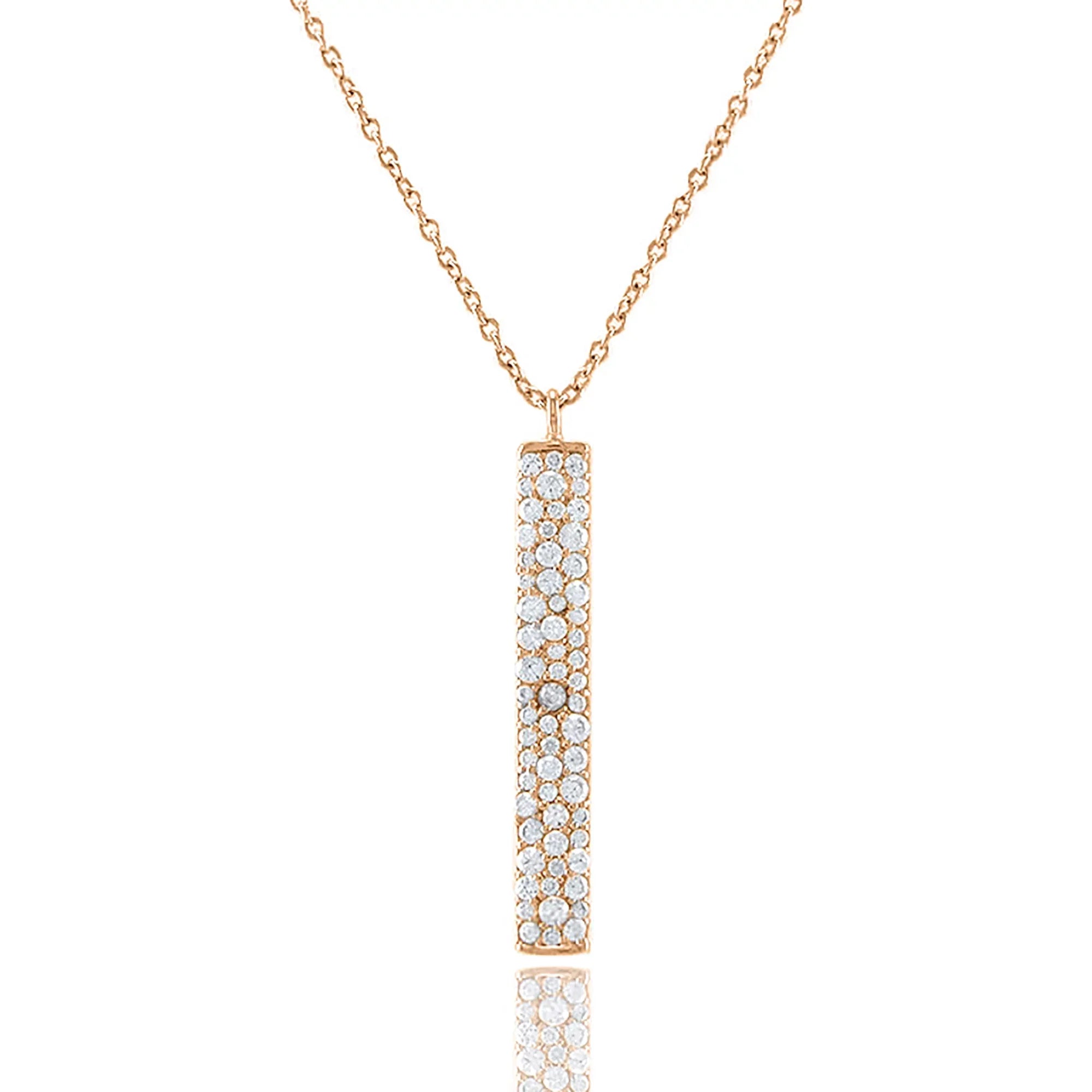 Rose Zirconia Inc for Plated Accented Pendant Cubic Box Women, Teens Boutique Gold Necklace Blue Vertical Bar