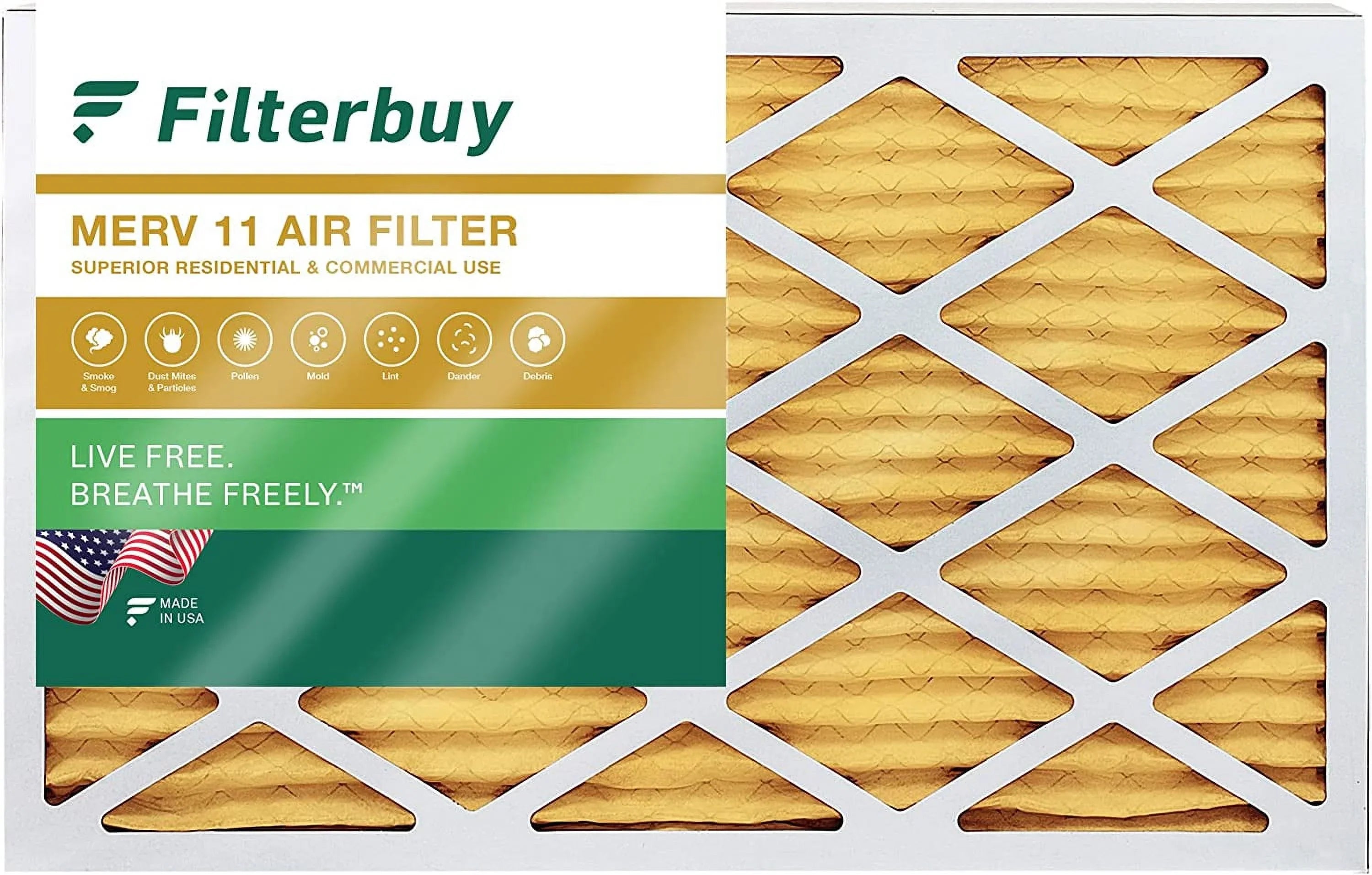 AC Furnace MERV Filters HVAC 11 16x25x2 (1-Pack) Air Filterbuy Pleated