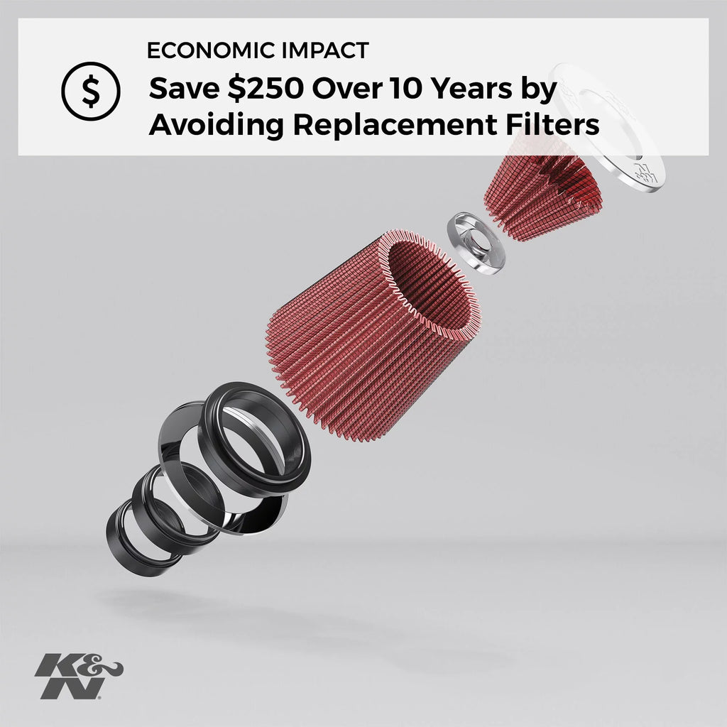 Length: Filter Premium, Diameter: In, Clamp-On In, Air 6.5 Shape: High Flange Universal 1.25 3.5 In, Filter: K&N Filter: Height: Flange Replacement Tapered, Performance, RU-4630 Round Washable,