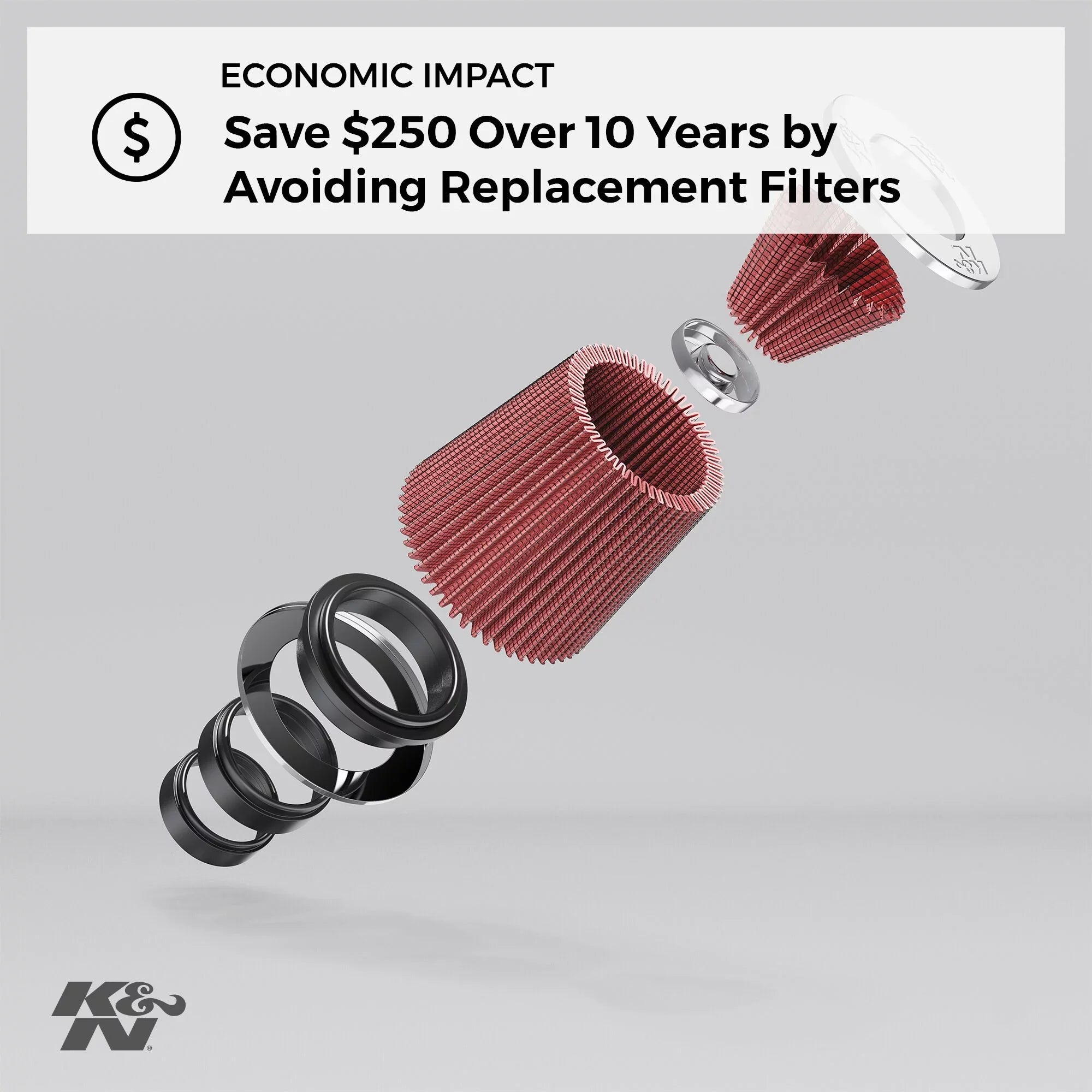 Length: Filter Premium, Diameter: In, Clamp-On In, Air 6.5 Shape: High Flange Universal 1.25 3.5 In, Filter: K&N Filter: Height: Flange Replacement Tapered, Performance, RU-4630 Round Washable,